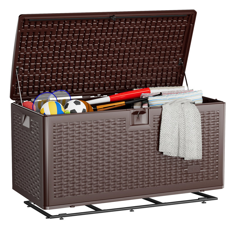 UD 44.5'' W 73 Gallons Water Resistant Resin Lockable Deck Box in Brown