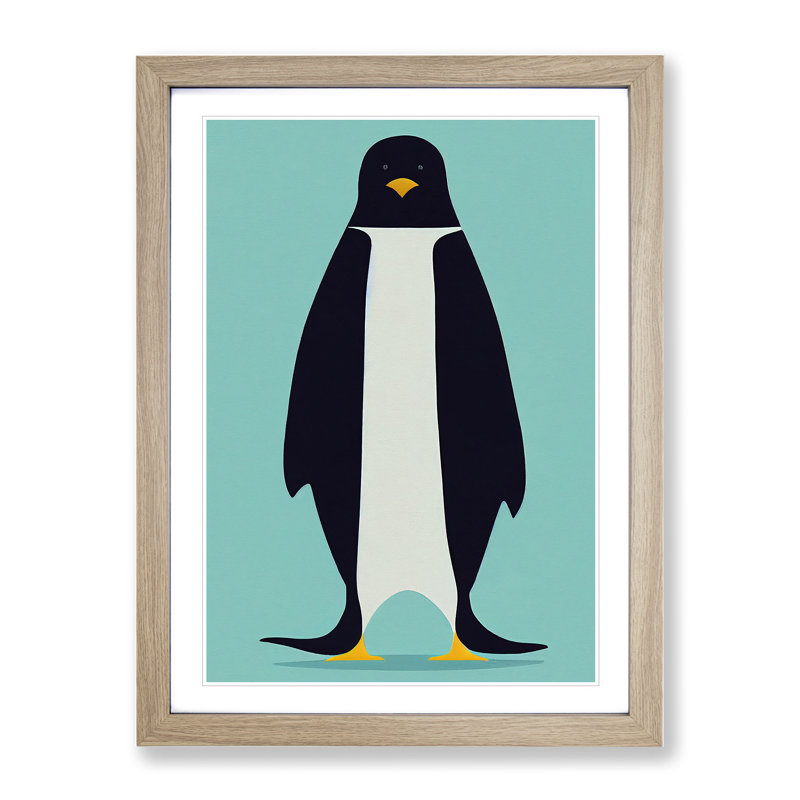 Penguin Abstract No.7 - Wall Art, 36cm H x 27cm W, Oak Framed Paper, White