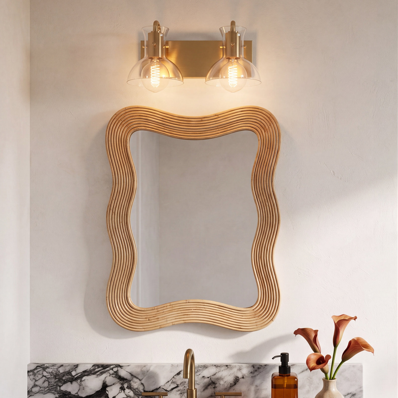 Luke 2 Light Vanity Light, Aged Brass