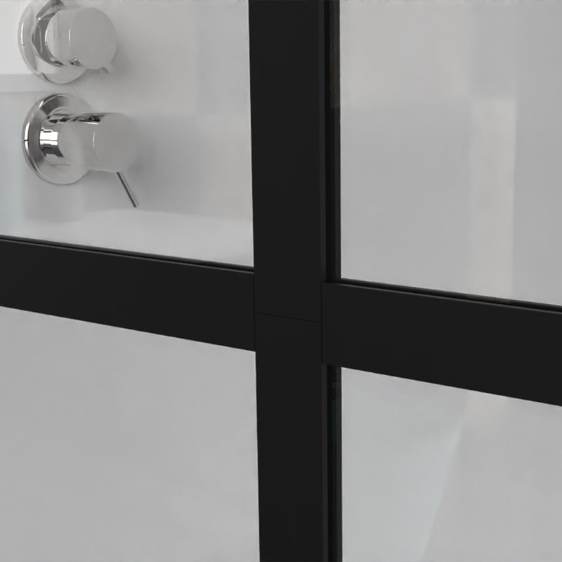 Walk-In Shower Screen 46" X 72" Black - Tempered Glass, Firm Installation For Black, Robust Support Bar