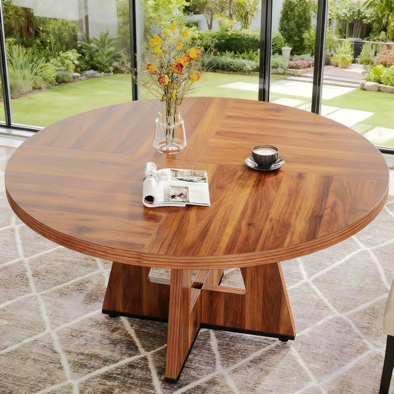 Table de salle à manger ronde en bois 47 po (seulement 1 pièce), Brun