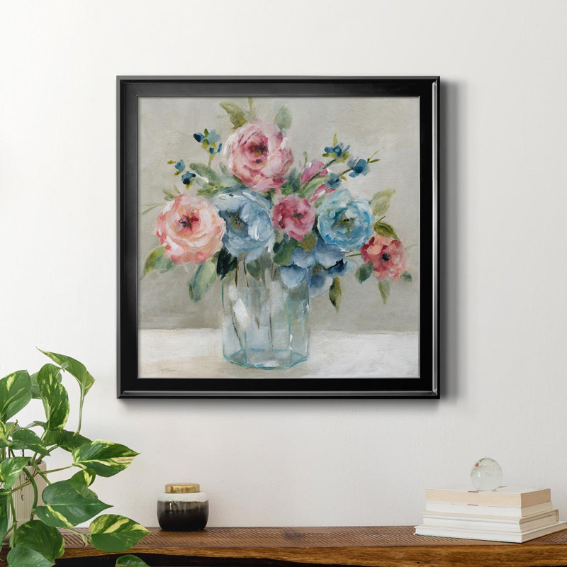 Blissful Blossoms - Peinture sur toile encadrée, H 34,5 po x l 34,5 po x P 1,5 po, Noir