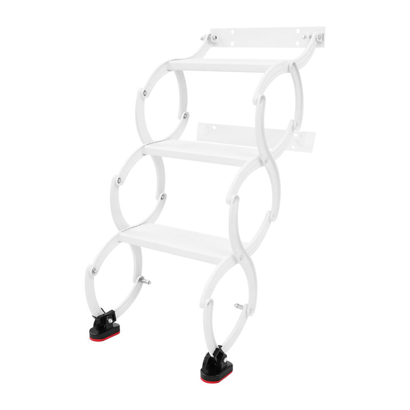 3 Steps Wall Mounted Retractable Folding Ladder, White