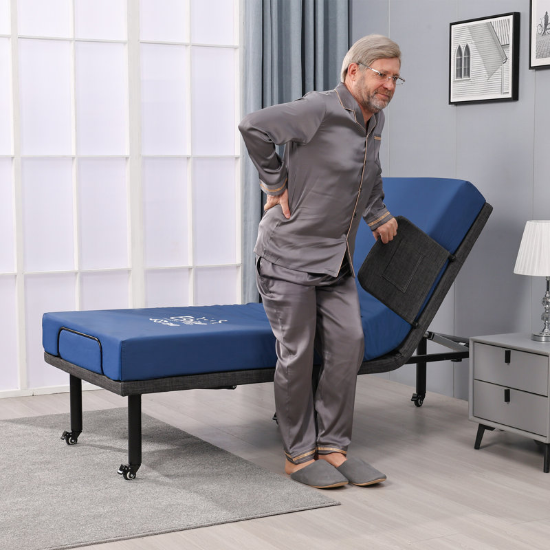 Twin XL Zero Gravity Adjustable Bed Frame, Including Side Rails & Pedal Locking Casters
