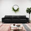 Courbes de style Mid-Century, cuir respirant, pieds en bois massif, assemblage sans outil de 30 minutes, pièce maîtresse à 3 places-1244149020-1244149022-1244149027