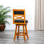 Tabouret de bar de 30 po avec finition naturelle et coussin de siège en tissu gris anthracite pour plus de confort-118039519-118039522