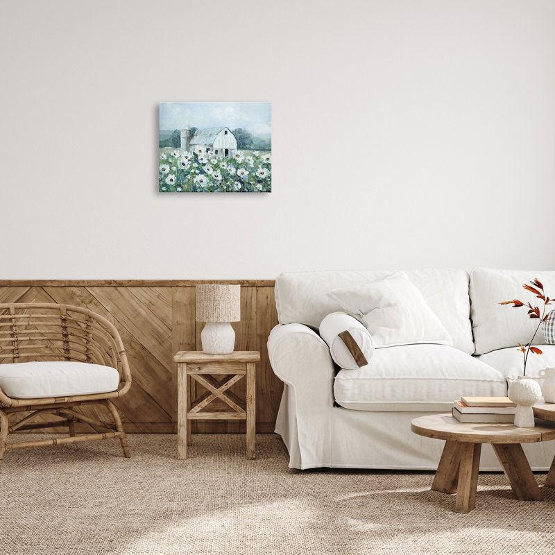 «Country Anemone Flower Meadow» par Sally Swatland - peinture sur toile, Toile tendue, H 16 po x l 20 po x P 1,5 po