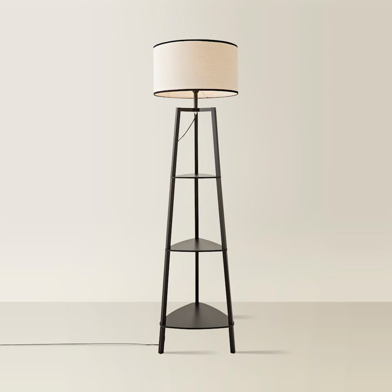 HIRU With EVA 156 Floor Lamp, Natural/Black, No, Black