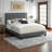 Carissa Transitional Queen Size Bed in Gray Boucle, 45.58'' H X 64.06'' W X 85.12'' L