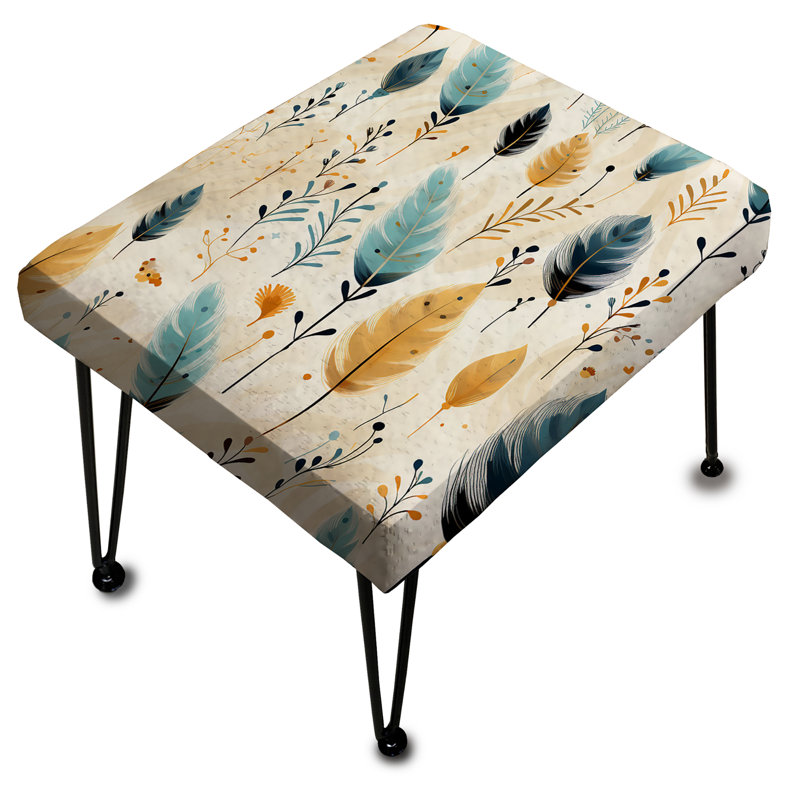 Repose-pieds Minimalisme beige à motif de fougères rectangulaires VII