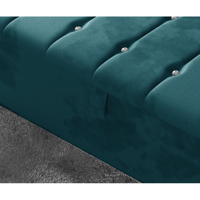 Tullyrusk 102cm Wide Tufted Rectangle Striped Standard Ottoman with Storage, Mallard