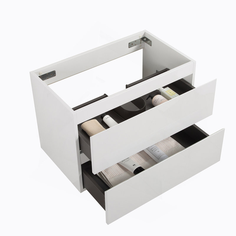 Armoire murale SANS lavabo, avec deux tiroirs, Blanc