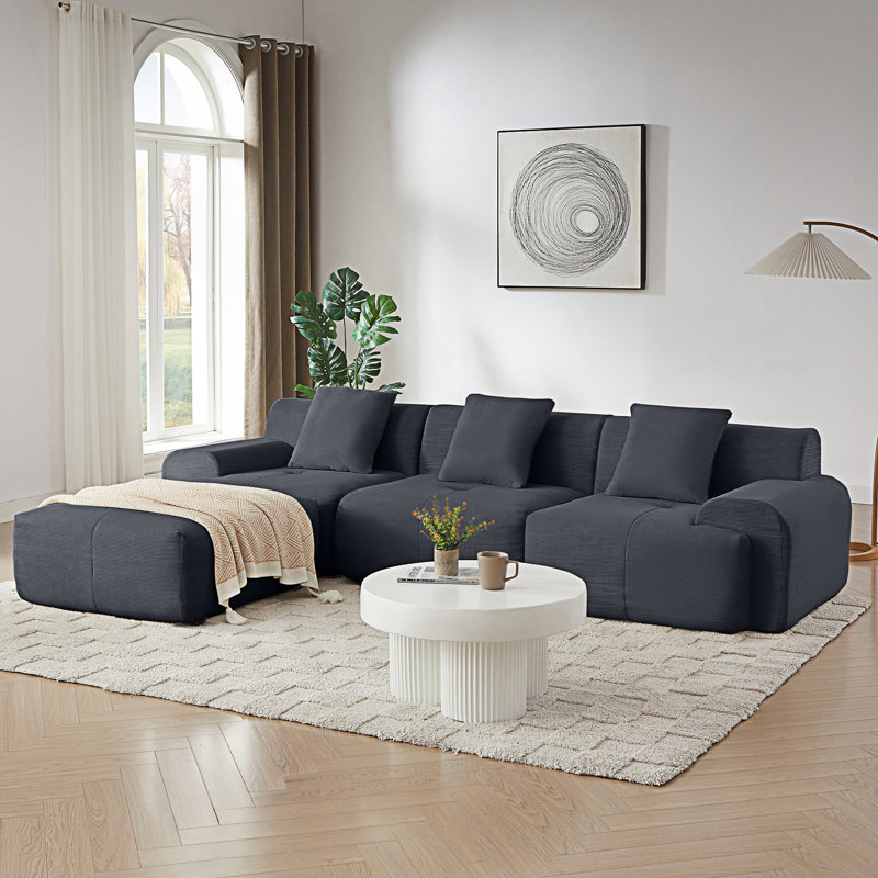 Canapé modulaire moderne en L, Gris foncé