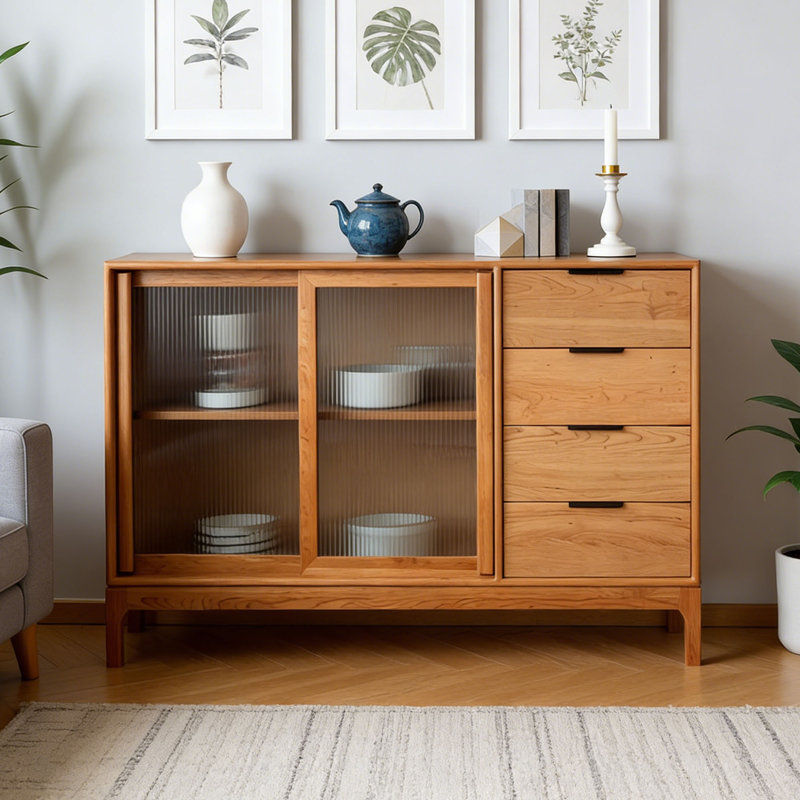 Buffet multifonctionnel en bois massif avec rangement, H 39,37 po x l 55,11 po x P 15,74 po