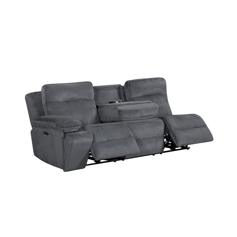 Canapé modulaire en polyester 3 pièces avec repose-pieds et appui-tête Arine, gris