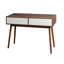 Table d'entrée avec 2 tiroirs à panneaux sculptés, console avec espace de rangement et pieds en bois, table de canapé derrière le canapé