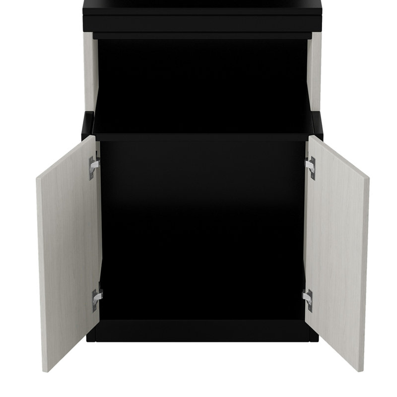Lit escamotable double avec bureau, tablettes et armoires de rangement