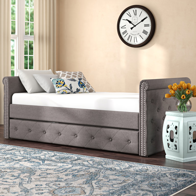 Lit de jour simple avec lit gigogne, Gris