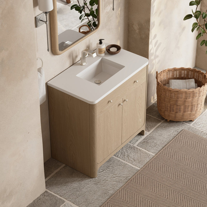Gracyn 36'' W Single Vanity, Coastal Driftwood, White Zeus Silestone