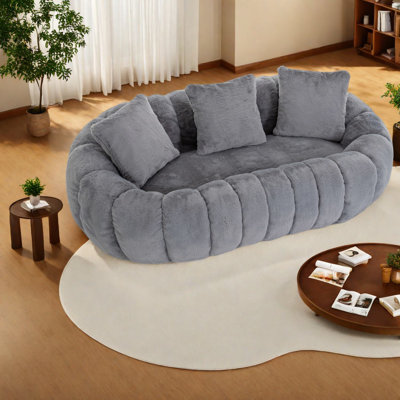 Modern Spacious Two-seater Sofa, Foam Gray Design For Home
