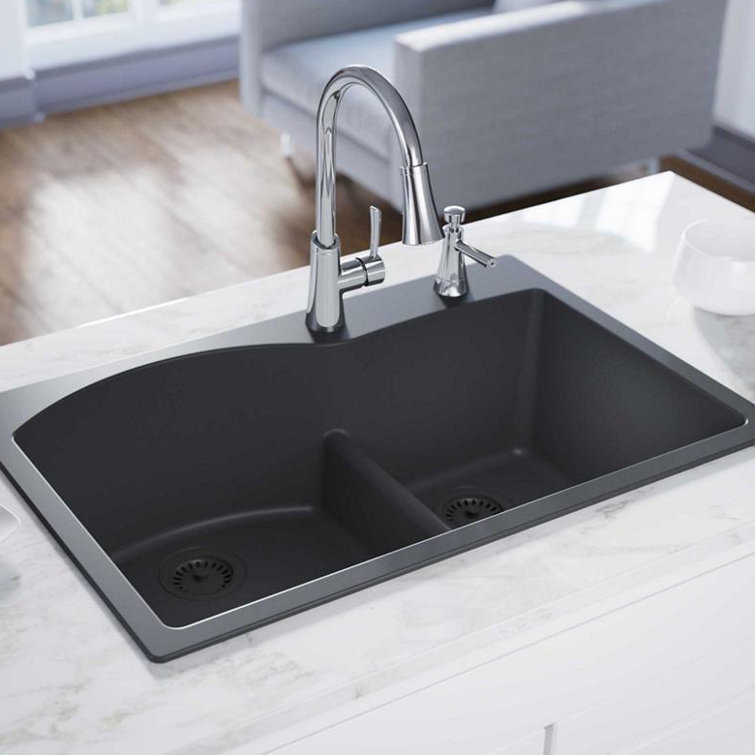 Quartz Classic 33" x 22" x 10" Double Basin Drop-In Kitchen Sink