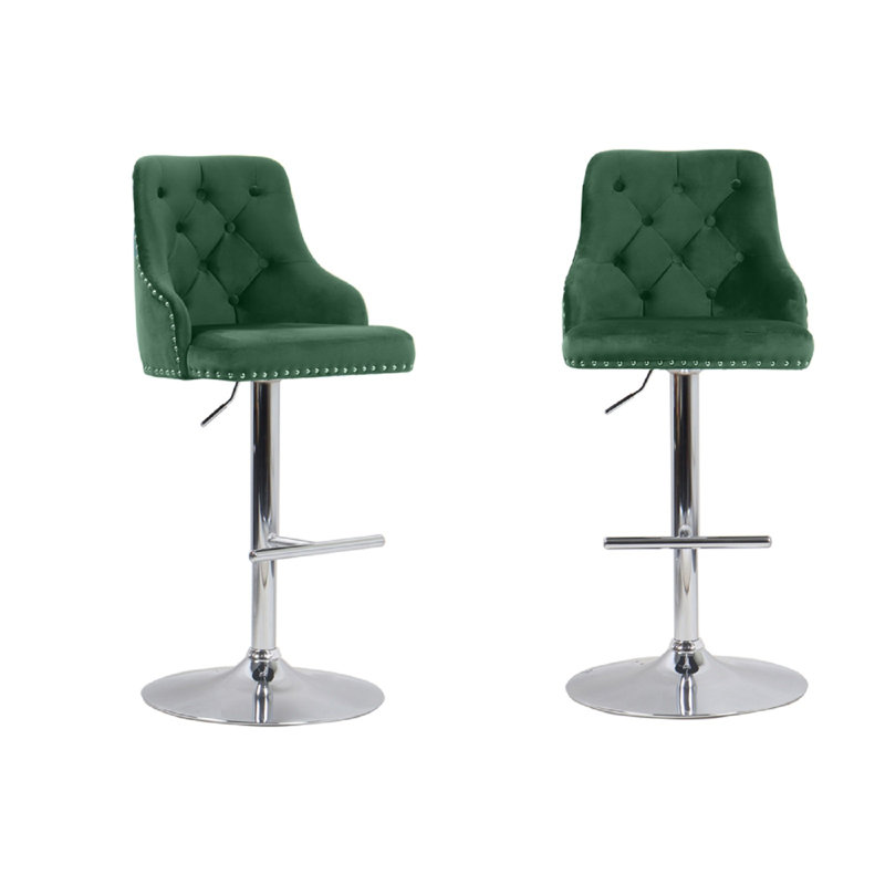 Pari Swivel Upholstered Adjustable Height Counter Stool with Metal Frame, Green
