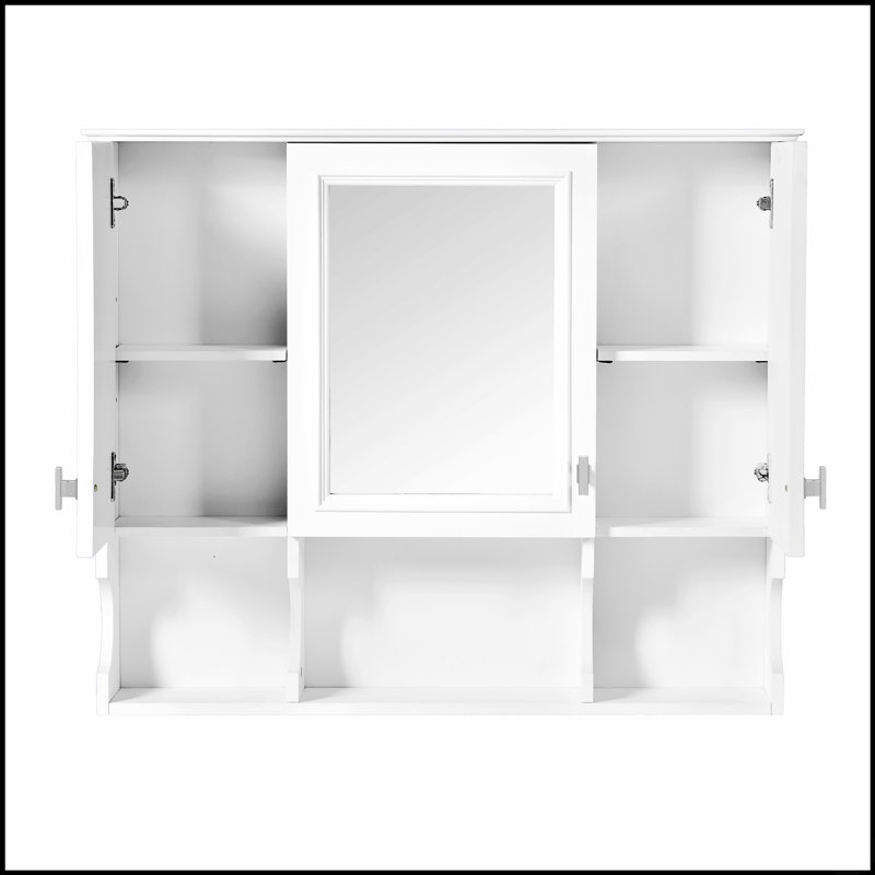 Armoire à pharmacie murale 35 po x 28 po avec miroir et tablettes ouvertes, solution de rangement moderne pour une esthétique et une fonctionnalité améliorées
