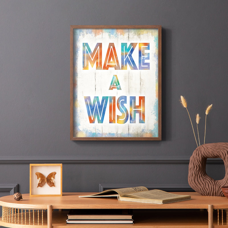 «Make A Wish», reproduction encadrée - bois massif, Brun, H 28 po x l 22 po
