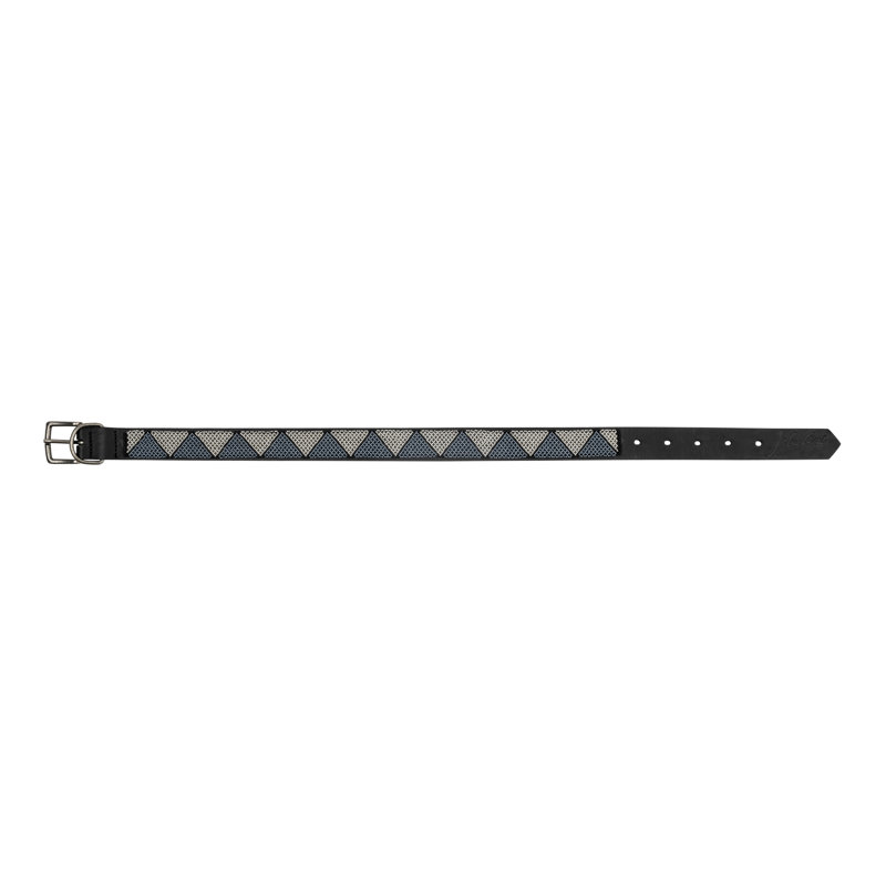 Laisse pour chien en cuir perlé Jabulani - Argent céleste, H 0,25 po x l 1,50 po x P 30,00 po