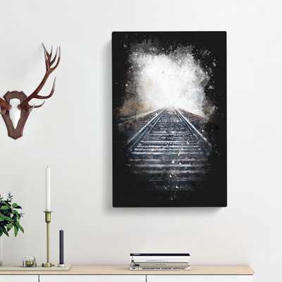 Train Tracks In The Mist - Wrapped Canvas Print
