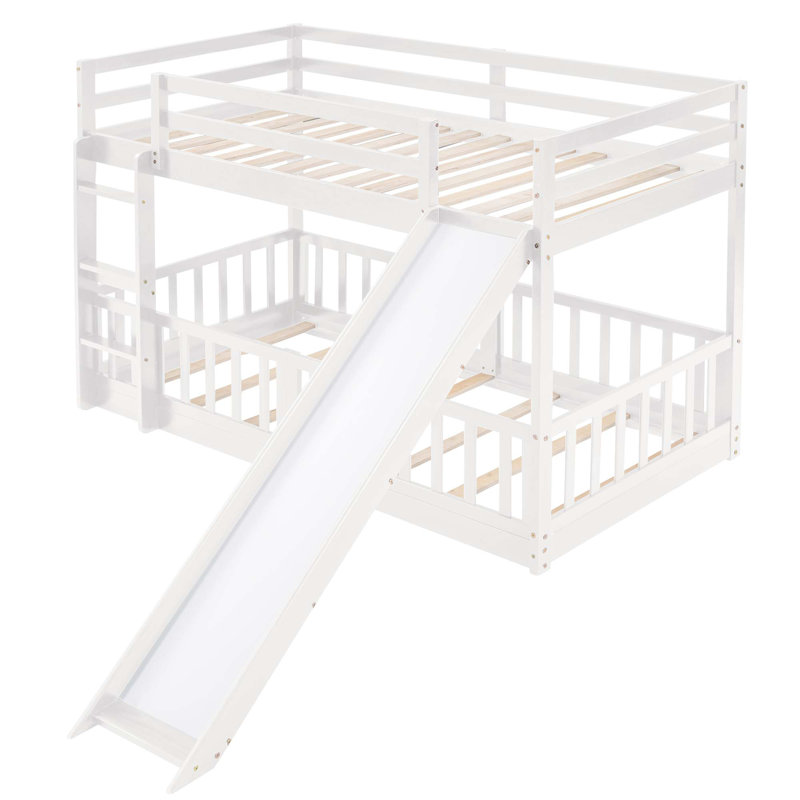 Lit superposé avec glissoire et échelle, Blanc