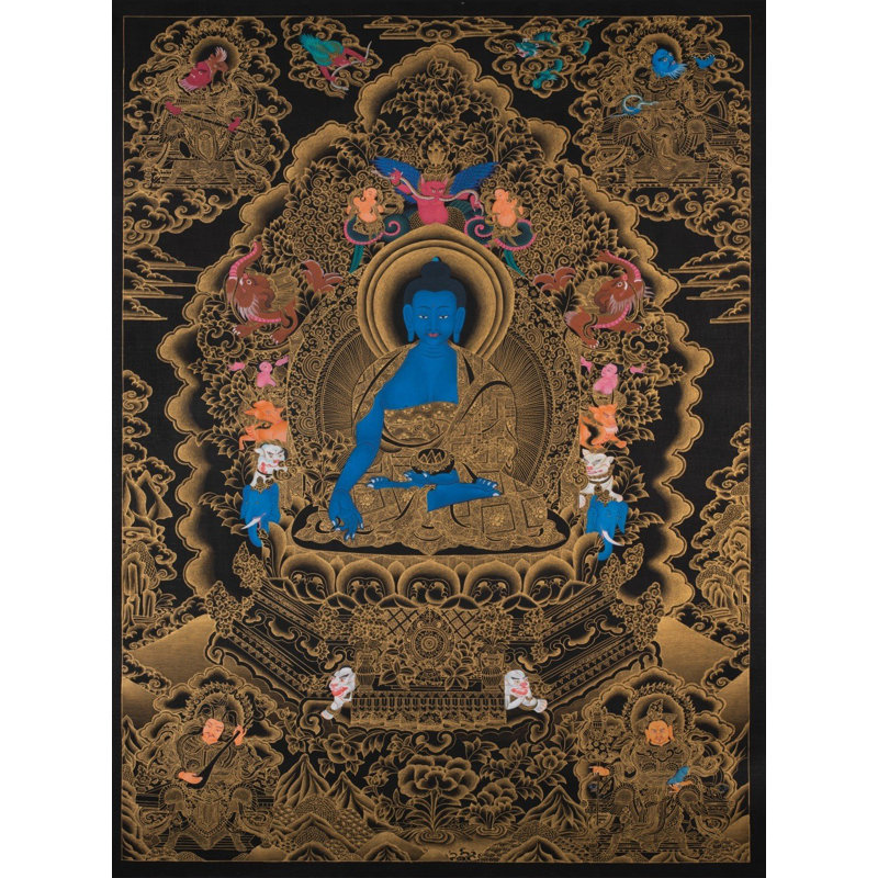 Bouddha dans la Varada Mudra (Brocadeless Thangka)