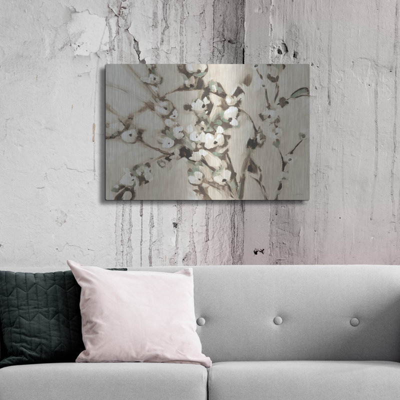 «Wild Floral Branches Neutral» par Katrina Pete, art mural en métal, H 24 po x l 36 po