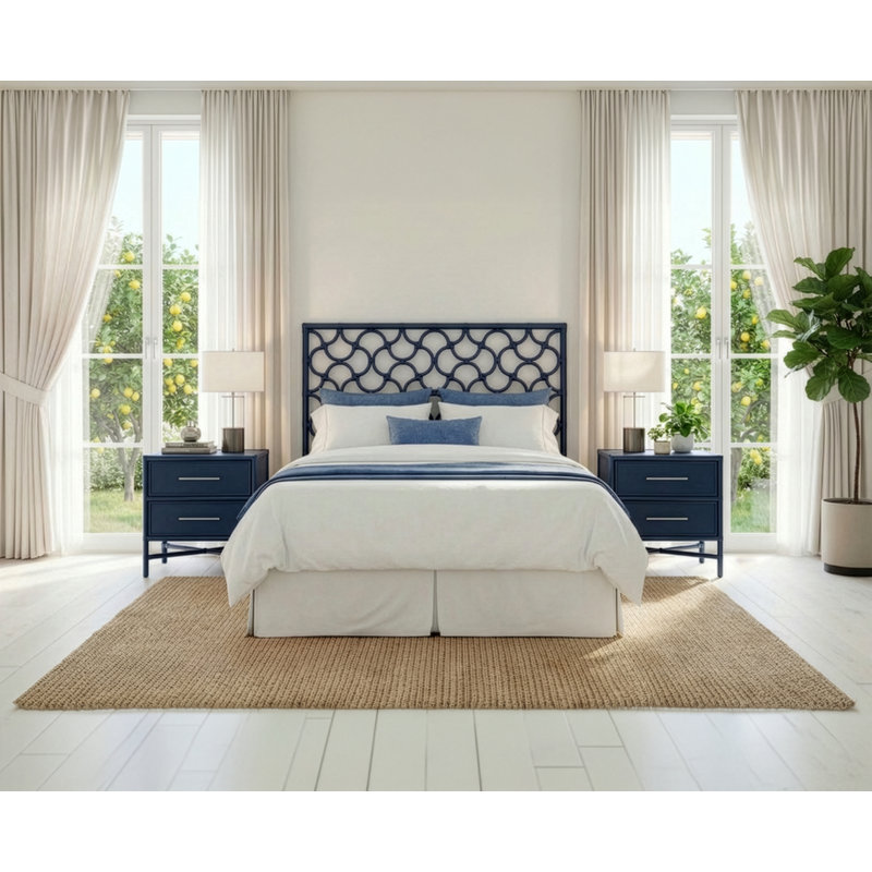 Lit plateforme Mar, Grand, Bleu marine