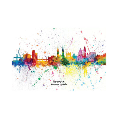 Belfast Northern Ireland Skyline Splash by Michael Tompsett - Wrapped Canvas Gallery-Wrapped Canvas Giclée