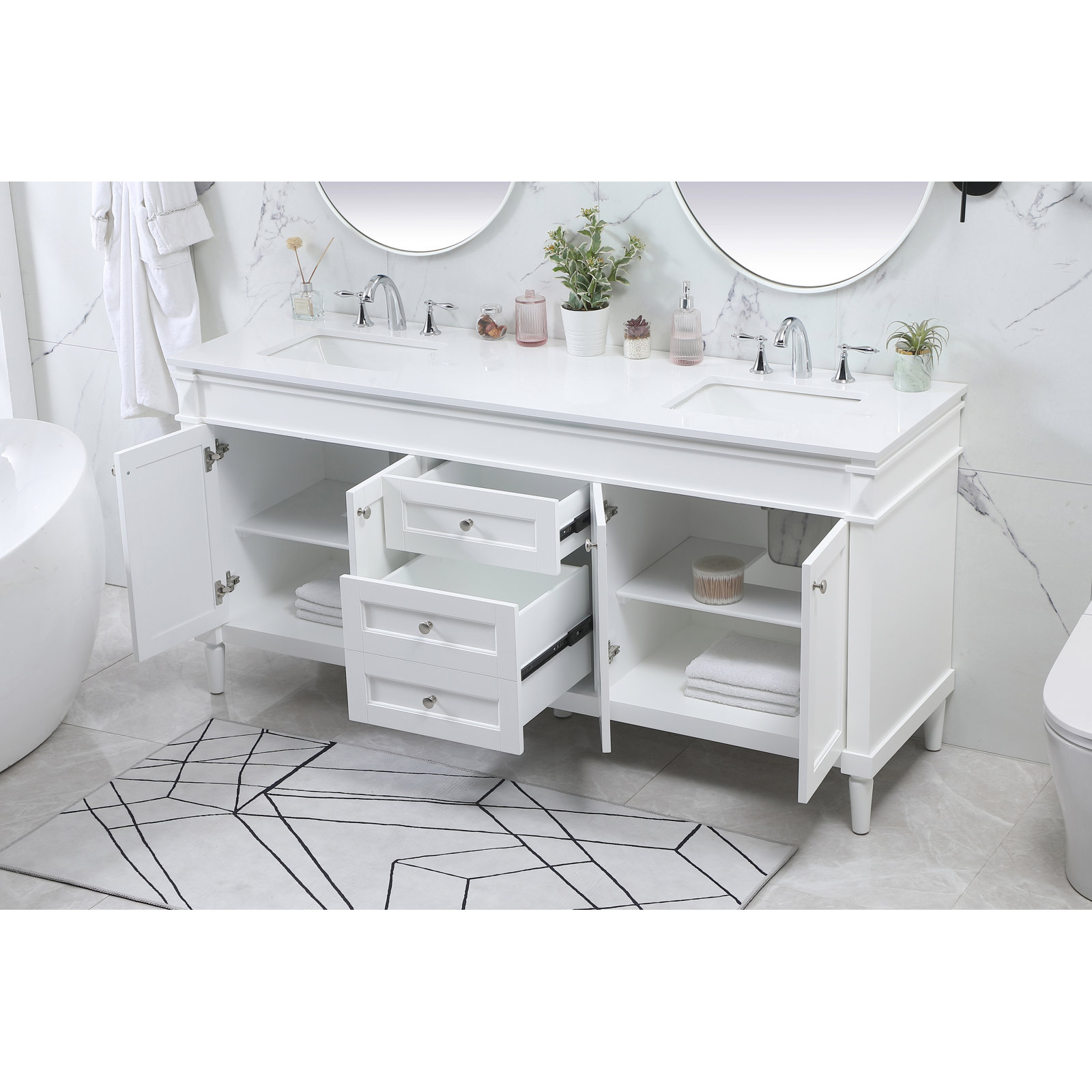 Readington 72'' Double Bathroom Vanity, White