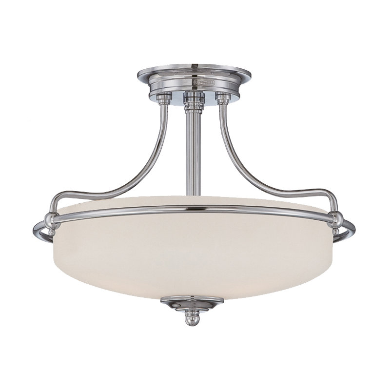 Rockwood Glass Semi Flush Mount, Polished Chrome