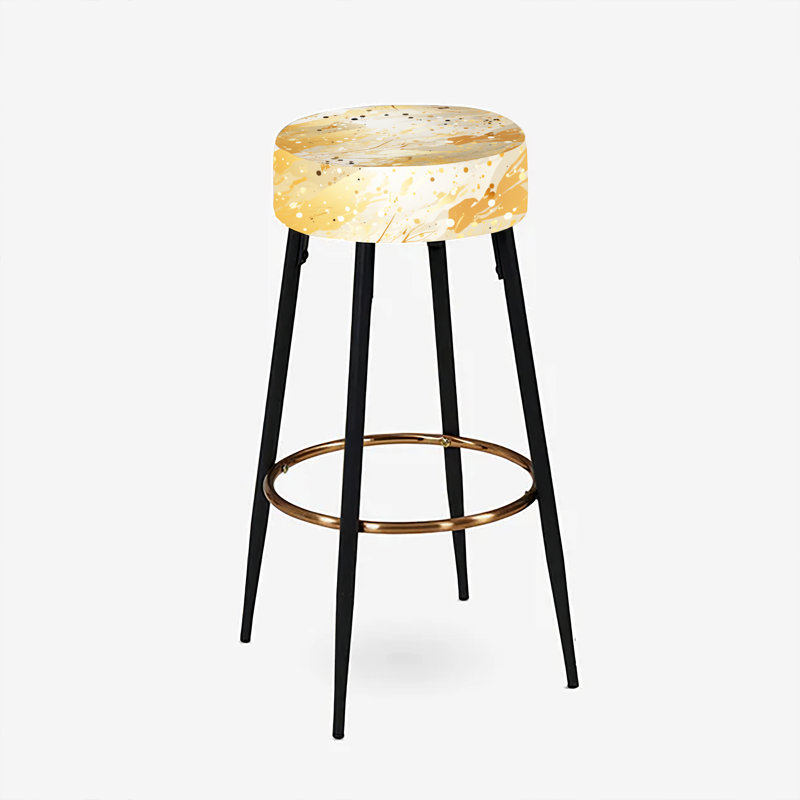 Golden Marble Radiance - Ensemble de 2 tabourets de bar en marbre