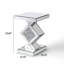 Ensemble 2 pièces de tables en miroir: console avec plateau en verre et table de bout à piédestal haut avec incrustation de cristal