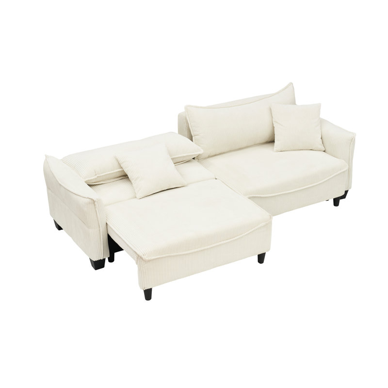 Housse de coussin amovible en velours côtelé beige avec cadre - investissement à long terme, Beige