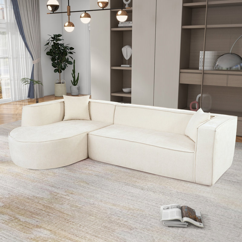 Canapé modulaire de style moderne avec un tissu chenille luxueux, un design incurvé élégant et une mousse haute densité pour un confort inégalé