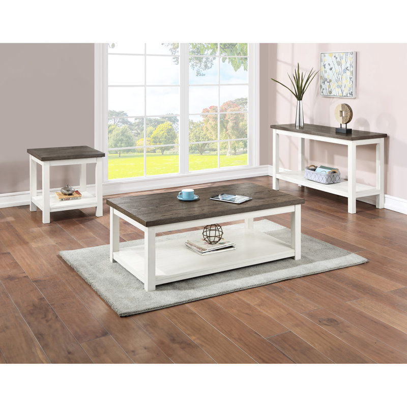 Table de bout contemporaine carrée en bois brun et blanc, pour le salon, et table en bois Regal