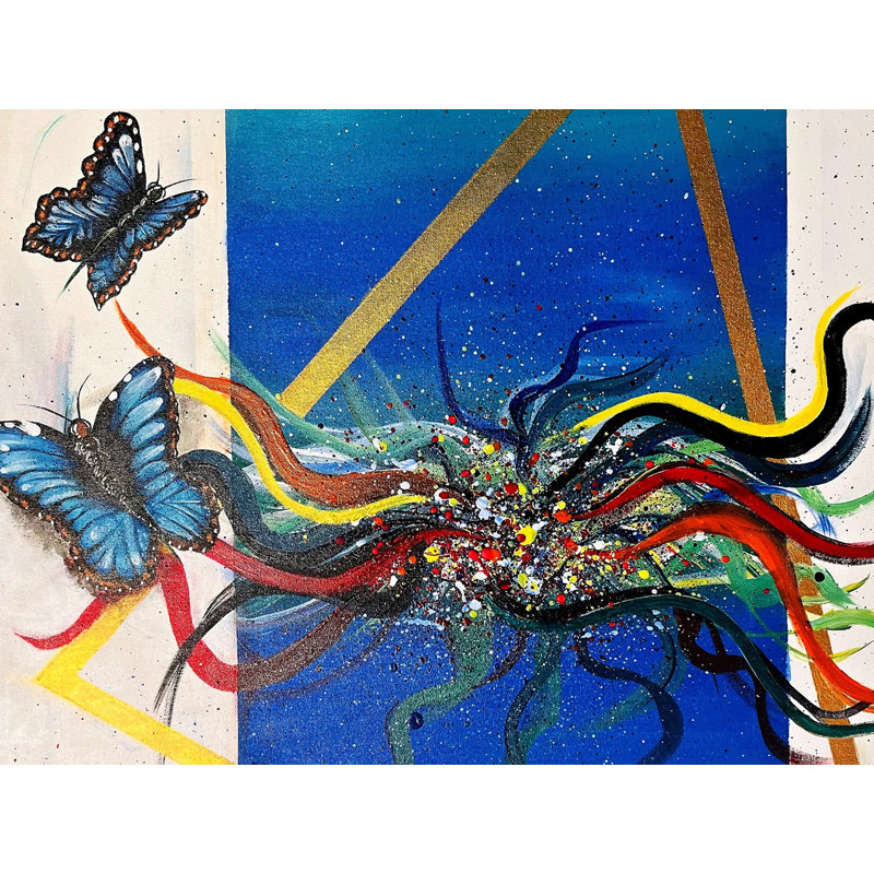 Papillons bleus: symbole du changement ou de la renaissance | Acrylique sur toile