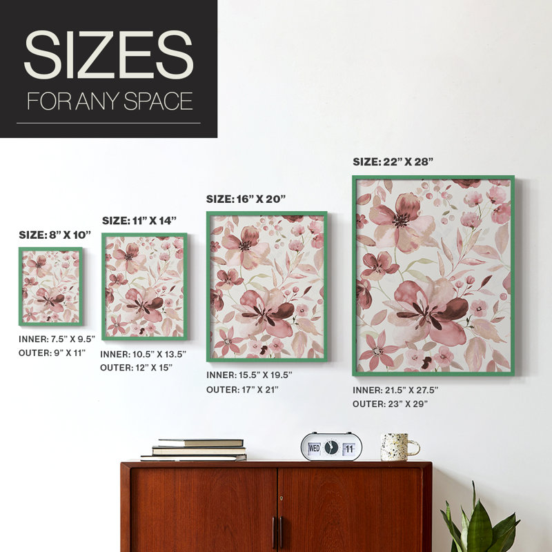 Impression encadrée Shimmering Blush II - bois massif, H 15 po x l 12 po, Vert