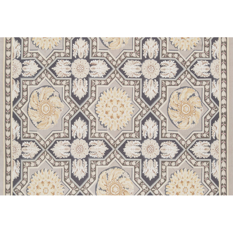 Tapis doré et brun de haute qualité noué à la main