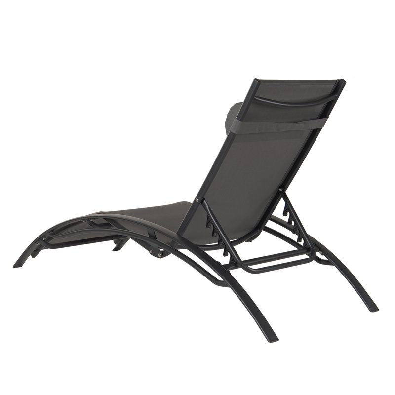2-Piece Foldable "S"-Shaped Reclining Chaise Lounge Set With Table (Set of 2), Gray, 31.50" H x 25.20" W x 69.30" D