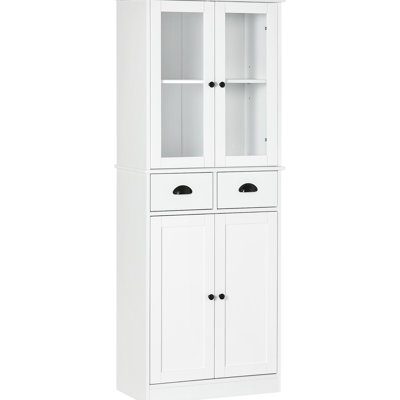 Garde-manger autoportant blanc de 61 po avec 2 tiroirs, des tablettes réglables et des tablettes silencieuses à fermeture en douceur pour un rangement à domicile