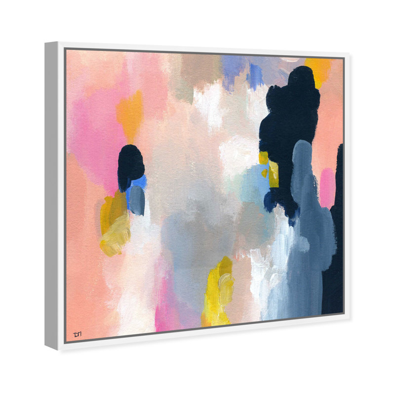 Bonne pensée - Peinture sur toile, Toile avec cadre blanc, H 30 po x l 30 po