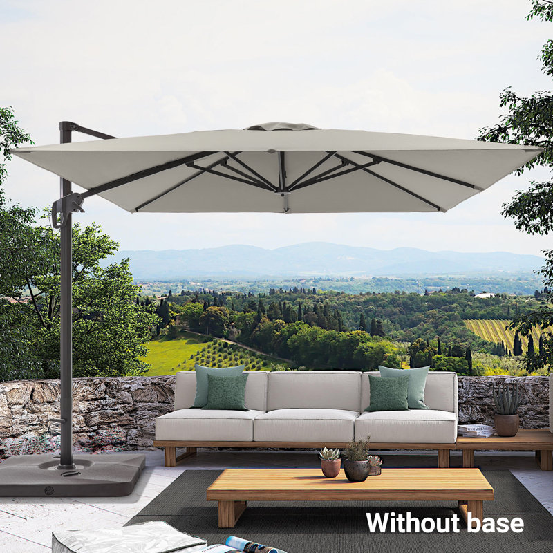 Parasol en porte-à-faux rectangulaire Sayhaan , Gris, H 106 po x l 138 po x P 138 po