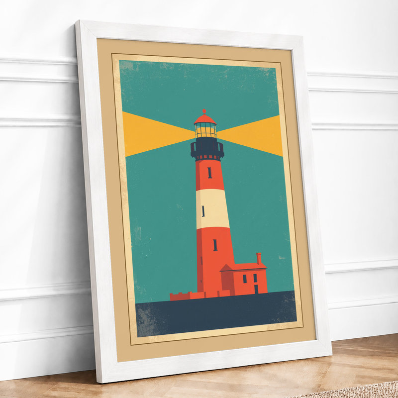 Geometric Lighthouse Art Deco - Framed Print, A4 - 29.7 x 21.0 cm, White